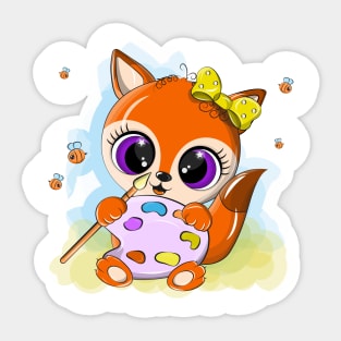 A beautiful orange fox with big eyes. Sticker